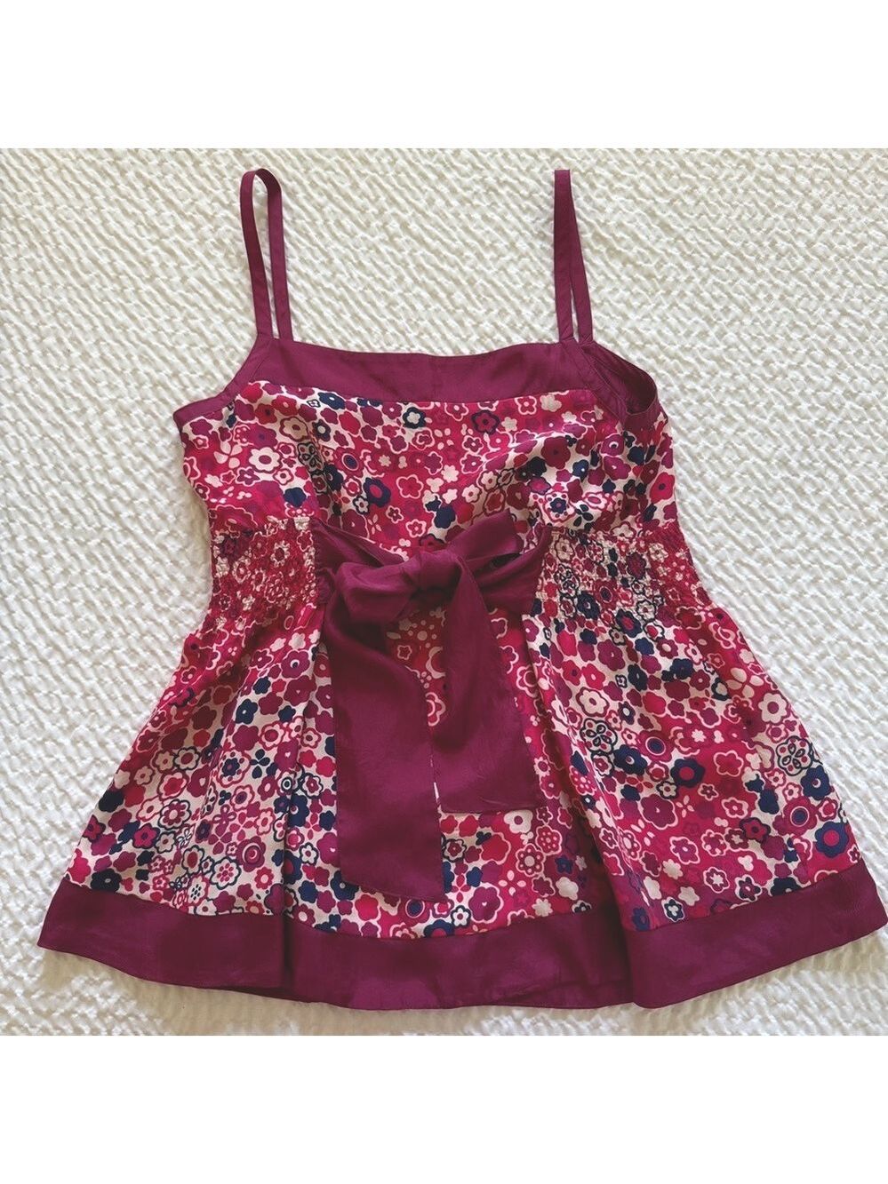 Odille Fuchsia Floral Silk Tunic Cami Ties Back 8 - Picture 2 of 10